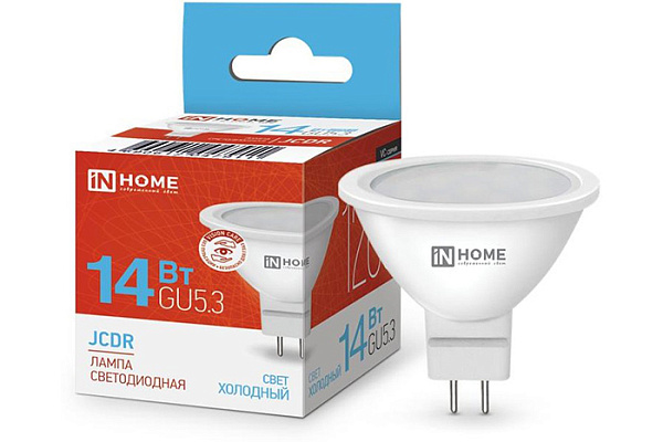 Лампа светодиодная IN HOME LED-JCDR-VC 14Вт 230В GU5.3 6500K 1260Лм 10/100 (7911) 