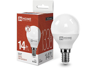 Лампа светодиодная IN HOME LED-ШАР-VC 14Вт 230В E14 4000K 1330Лм 10/100 (7843)
