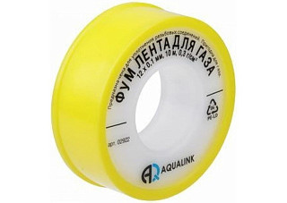 Фумлента тефлоновая AQUALINK 12мм.х0,1мм.х10м для газа (02922) (1/10/1000)