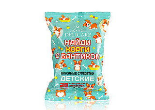 Салфетки влажные DELICARE детские корги 20шт
