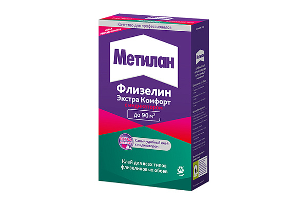 Клей обойный МЕТИЛАН Флизелин Экстра Комфорт с индикатором пачка 500г 3003723 (1/12)