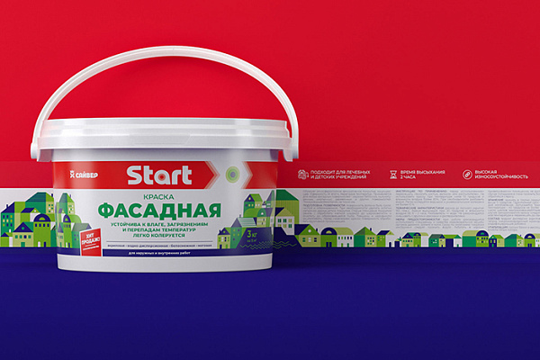 Краска ВД СТАРТ для фасадов белоснежная ( 1,0кг)