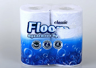 Туалетная бумага FLOOM 2-х слойная 4 рулона classic белый