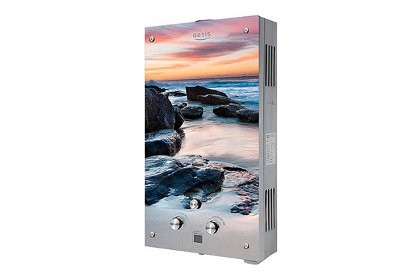 Водонагреватель газовый проточный OASIS Glass 24 BG (N) (24 Квт/12 л.мин, медь, дымоход ДУ110)