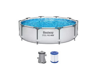 Бассейн каркасный Bestway Steel Pro Max фильтр, насос (305х76 см, 4678л, 1249л/ч) (56408) 