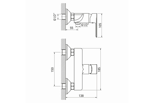 Смеситель для душа 35k MIXLINE ML26-07 Life (Латунь,Высота 10см,Картридж 35мм)