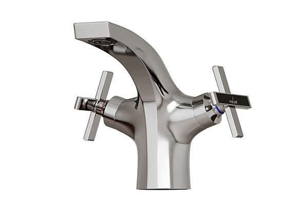Смеситель для раковины MIXLINE ML37-04 Cross (Латунь,Длина излива 12см,кран-букса 1/2", п/г)