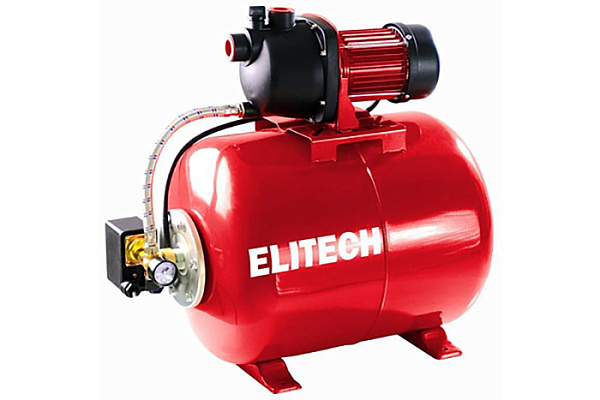 Насосная станция ELITECH САВ 1200-50П (Пластик,1200Вт,Расход-65л/м,Напор-50м,Глуб-8м,Емкость-50л)