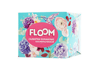 Салфетки бумажные FLOOM 2-х слойные 50 листов косметические bird