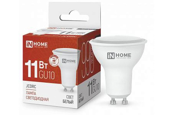 Лампа светодиодная IN HOME LED-JCDRC-VC 11Вт 230В GU10 4000К 990Лм 10/100 (3489)