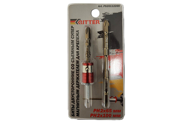 Биты Ritter двусторонние PH 2x65 и PH 2x100мм (специальный усиленный магнит, сталь S2) 12269