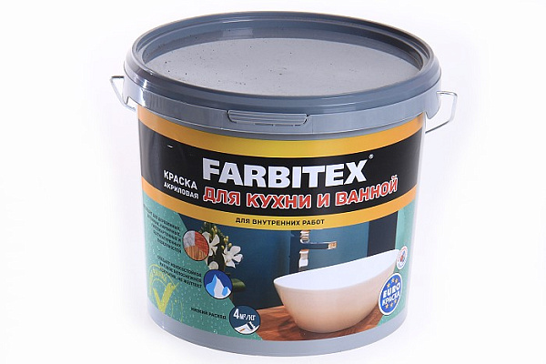 Краска акриловая FARBITEX для кухни и ванной (6,0кг)