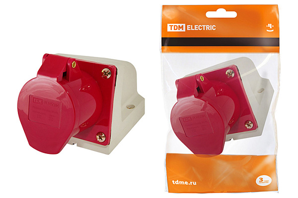Розетка TDM 114 стационарная 3Р+РЕ 16А 380В IP44 (0602-0002)