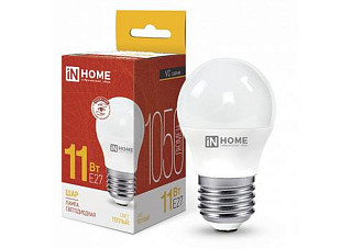 Лампа светодиодная IN HOME LED-ШАР-VC 11Вт 230В Е27 3000К 1050Лм 10/100 (0600)
