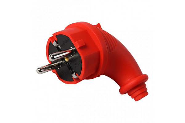 Вилка SMARTBUY 2P+PE 16A 230В IP44 угловая каучуковая красная (SBE-16-P09-Rr)