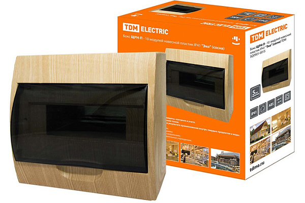 Бокс TDM ЩРН-П-10 модулей навесной пластик IP41 "Эко" (сосна) (0901-0015) 