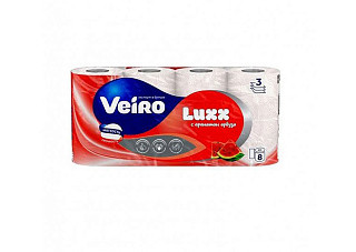 Туалетная бумага LINIA VEIRO LUXХ 3-х слойная 8 рулонов Aroma Арбуз (1/6)