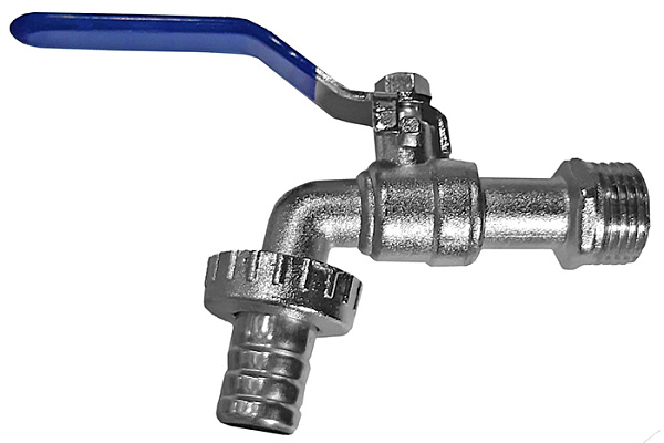 Кран шаровой водоразборный латунный ДУ15 (1/2) AQUALINK под шланг рычаг (1323/01480) (1/10/100)