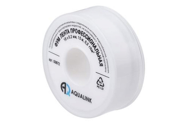 Фумлента тефлоновая AQUALINK 19мм.х0,2мм.х15м (3872) (1/10/500)