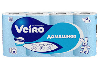 Туалетная бумага LINIA VEIRO Домашняя 2-х слойная 8 рулонов белый (1/6)