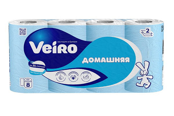 Туалетная бумага LINIA VEIRO Домашняя 2-х слойная 8 рулонов белый (1/6)