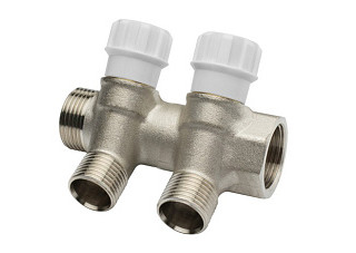 Коллектор резьбовой с вентилями AQUALINK ДУ 3/4x3/4x1/2x2 (04476) (1/2/30)
