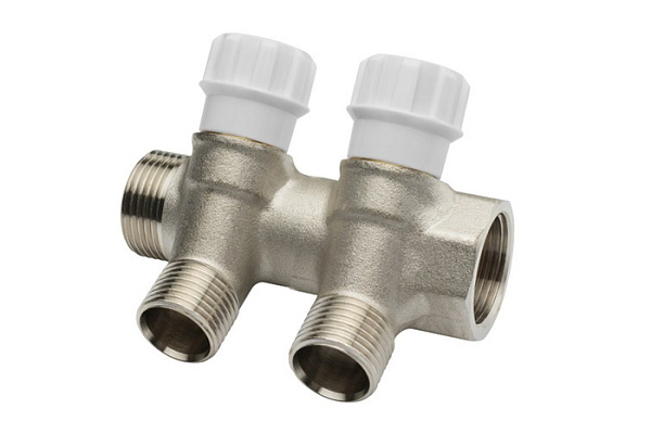 Коллектор резьбовой с вентилями AQUALINK ДУ 3/4x3/4x1/2x2 (04476) (1/2/30)