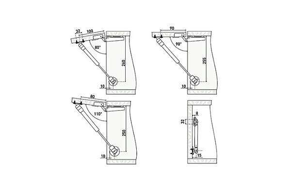 Лифт газовый StahlBuro N80 матовый хром (1/100)