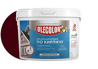 Краска акриловая OLECOLOR атмосферостойкая по кирпичу, красно-коричневый (3,0кг) 