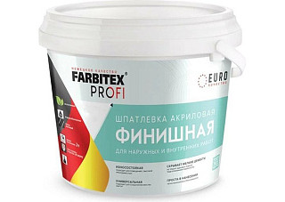 Шпатлевка FARBITEX ПРОФИ акриловая финишная для наружных и внутренних работ 3кг (1/6)
