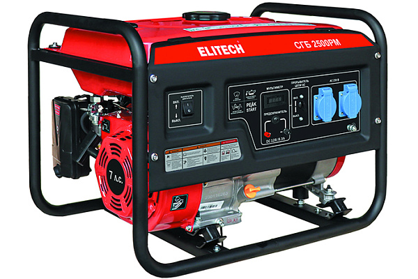 Бензогенератор ELITECH СГБ 2500 РМ (2,2 кВт, бак 15л, 43.5кг, ручной старт)