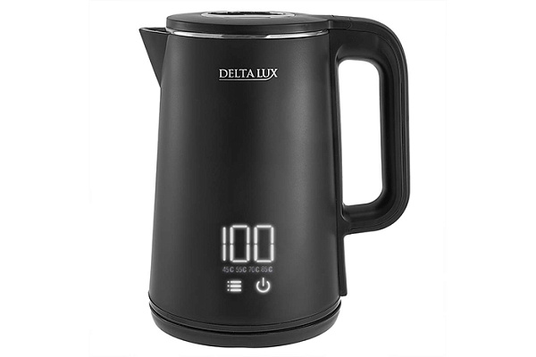 Чайник DELTA LUX DE-1023, ДВОЙНОЙ КОРПУС, LCD дисплей, 5 режимов, 1,8 л, 2000 Вт, черный (12)