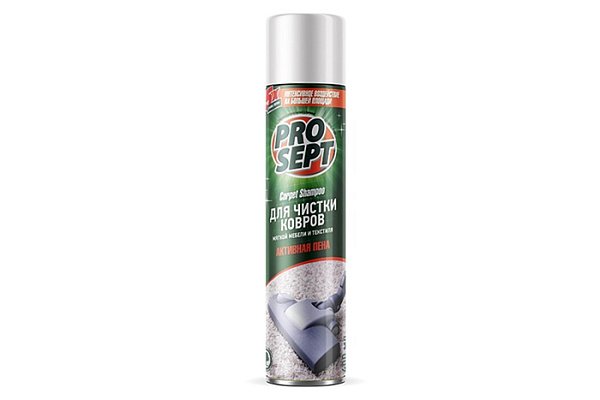 Активная пена ПРОСЕПТ Carpet Shampoo для чистки ковров, мебели и текстиля 400мл 195-04 (1/20)