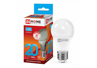 Лампа светодиодная IN HOME LED-A60-VC 20Вт 230В Е27 4000К 1900Лм 10/100 (0303)