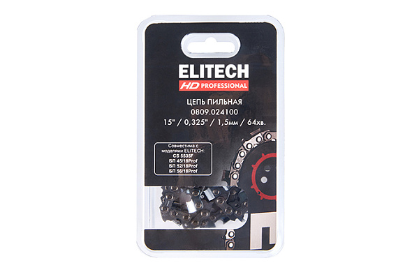 Цепь для бензопилы 15"/38см, 64хв. паз-1,3, шаг-0,325", SC ELITECH HD 0809.024100