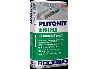 Наливной пол PLITONIT финиш быстротвердеющий, самовыравнивающийся 2-30мм 20кг Н005921