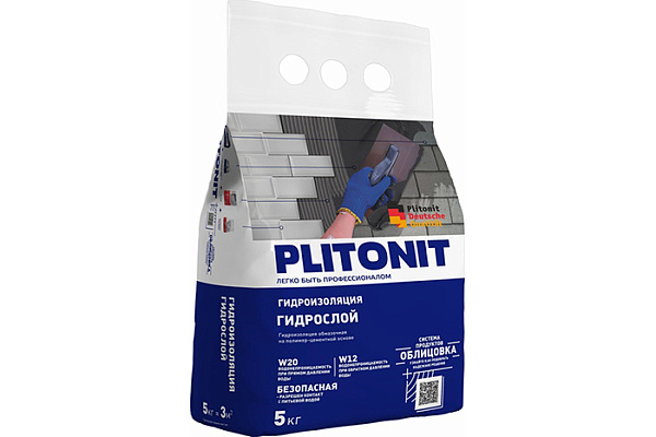 Гидроизоляция PLITONIT ГидроСлой тонкослойная жесткая 5кг Н005719 (1/3)