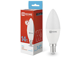 Лампа светодиодная IN HOME LED-СВЕЧА-VC 14Вт 230В E14 6500K 1330Лм 10/100 (7775) 