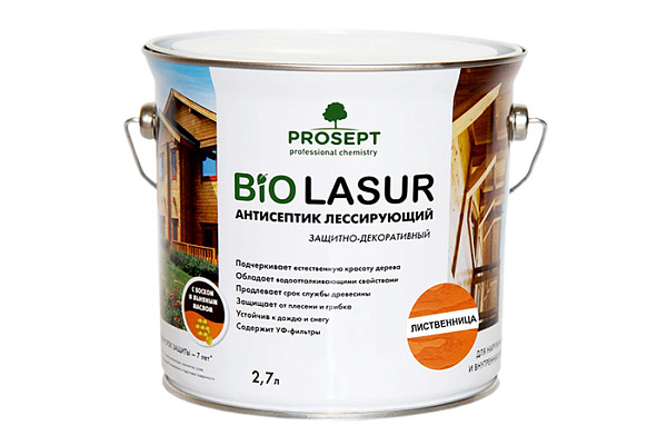 Антисептик лессирующий ПРОСЕПТ BIO LASUR защитно-декоративный лиственница 2,7л 034-2 (1/4)