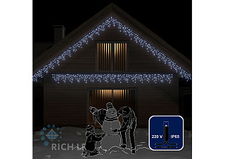 Светодиодная бахрома Rich LED 3х0.5м,IP65,белая,черн.резин.провод RL-i3*0.5-RB/W (106)