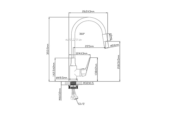 Смеситель для кухни Oasis L1006MGВ (Латунь, Гайка, Высота излива-22,5см)
