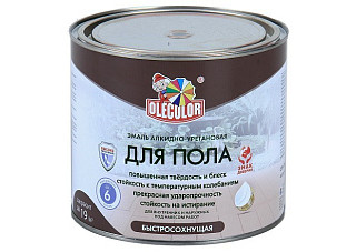 Эмаль для пола алкидно-уретановая быстросохнущая (6ч) OLECOLOR красно-коричневый (1,8кг) 