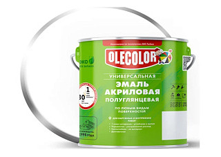 Эмаль акриловая OLECOLOR универсальная полуглянцевая белый металлическая тара 3,0 кг