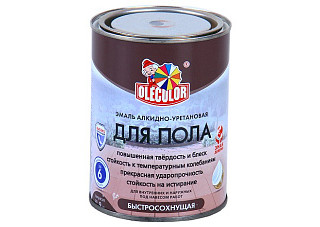 Эмаль для пола алкидно-уретановая быстросохнущая (6ч) OLECOLOR серый (0,8кг) 