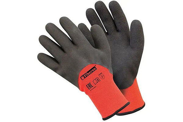 Перчатки акрил с полиэстером FIBERON Двойное утепление, латексное покрытие, 10(XL) (348)