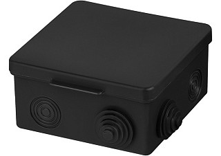 Коробка распаячная TDM ОП 100х100х55мм, крышка, IP54, 8вх., черная, инд. штрихкод (1401-0913)