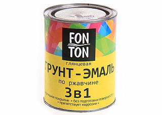 Грунт-эмаль по ржавчине 3 в 1 FonTon красная глянцевая (0,8кг)