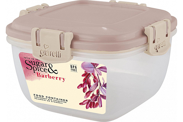 Контейнер для продуктов Sugar&Spice Barberry герметичный 1,0л квадратный, латте (SE224310005)