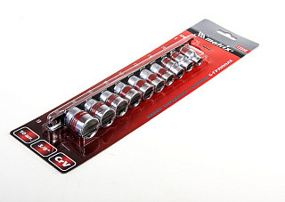 Набор торцевых головок MATRIX 3/8" 6-ти гр CrV 10шт8-19мм (13558) (1/10/50)