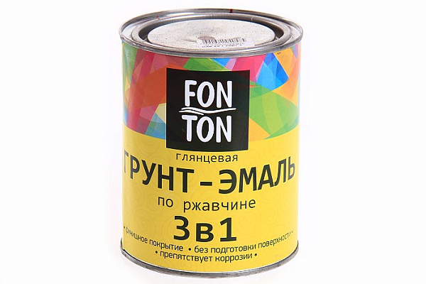 Грунт-эмаль по ржавчине 3 в 1 FonTon глянцевая белая (0,8кг)